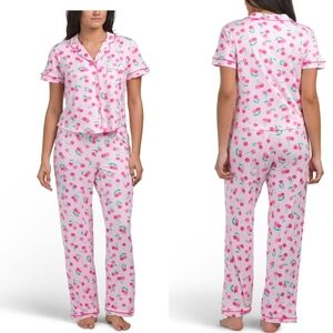 🍒🔹️Juicy Couture 🔹️Pink Cherry-Print Short-Sleeve Topand Pants Pajama Set